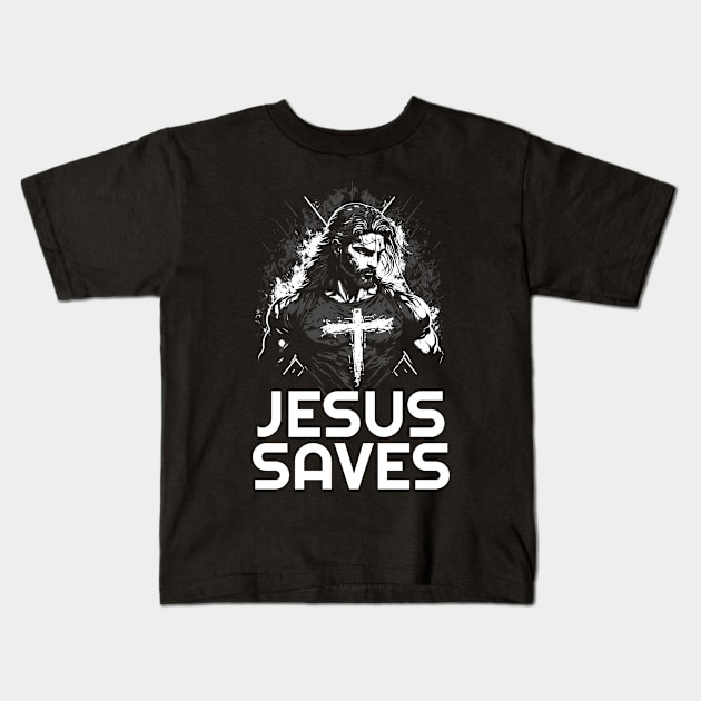 Jesus Saves, Jesus Hero Kids T-Shirt by ChristianLifeApparel